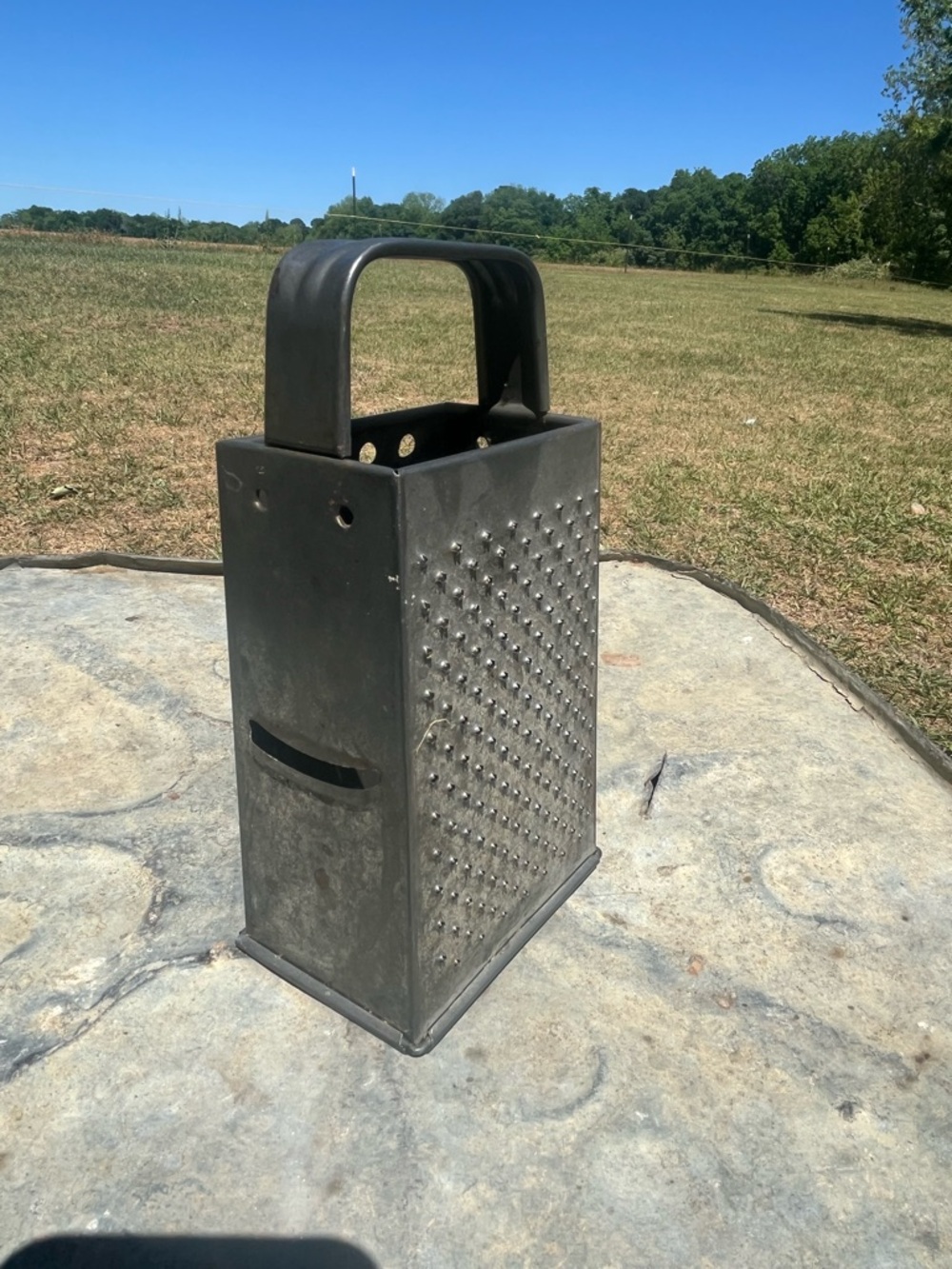 Vintage Box Cheese Grater in Dark Metal